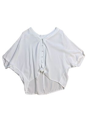 2/$30 Sim & Sam Flowy White Blouse Medium Tie Front